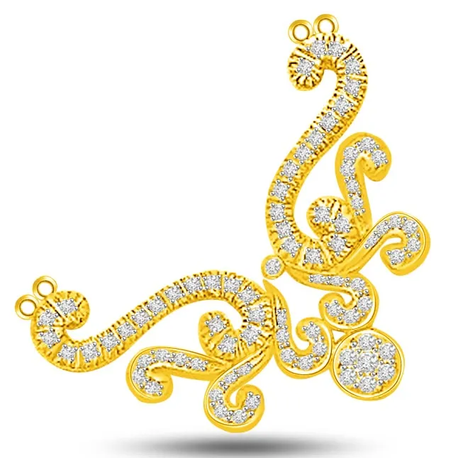 Twin Spiral Shaped 0.59cts Diamond Necklace Pendants Necklaces