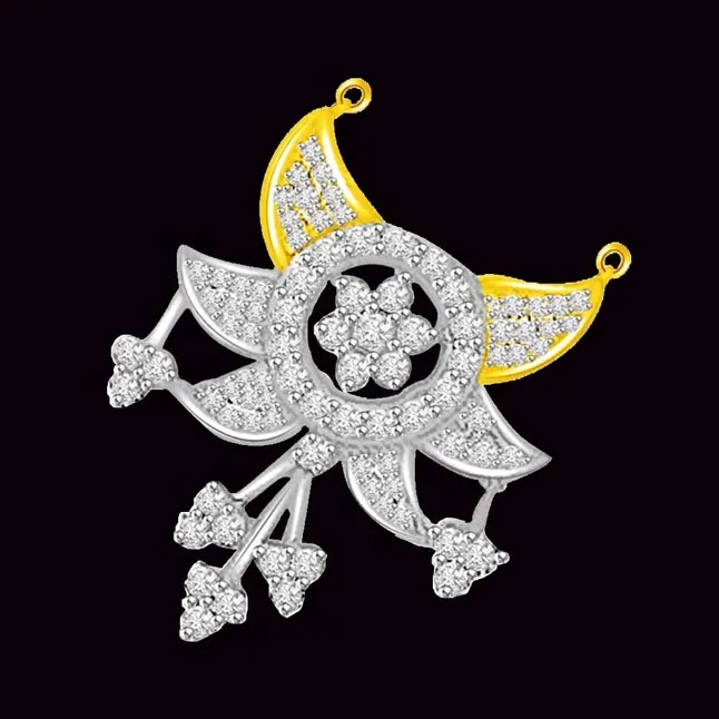 Playful Sun & Moon Together Diamond Pendant (DN319)