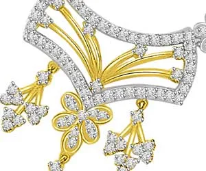 1.72ct Flowers & Stripes Diamond Necklace Pendants