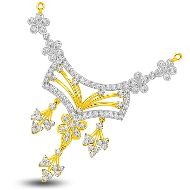 1.72ct Flowers & Stripes Diamond Necklace Pendants