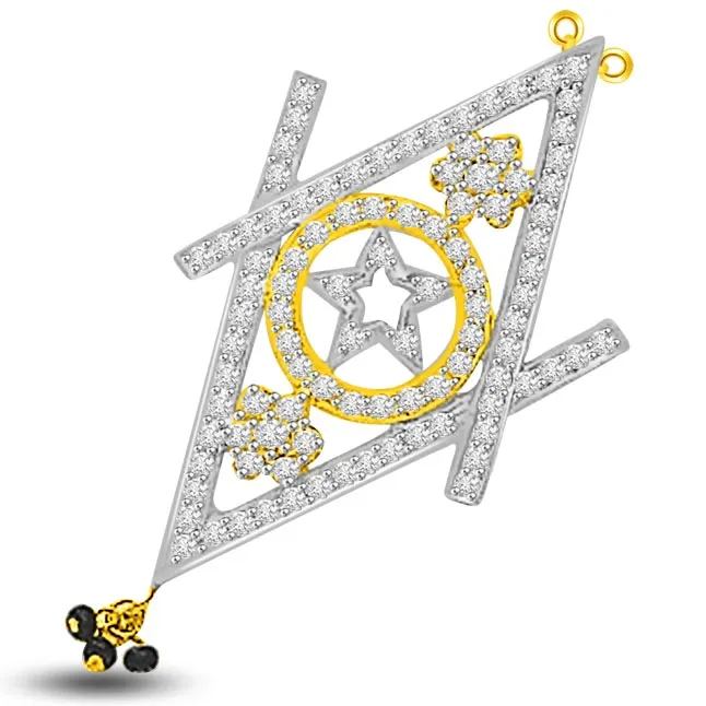 Star & Circle & Kite 1.02ct Diamond Mangalsutra Pendants