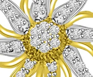 Star Power 0.35ct Two Tone Diamond Pendants -Flower Shape Pendants