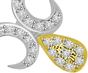 0.42ct Two Tone Diamond Pendants Necklace