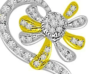 Stars & Spiral 0.59ct Diamond Pendants For Her -Flower Shape Pendants