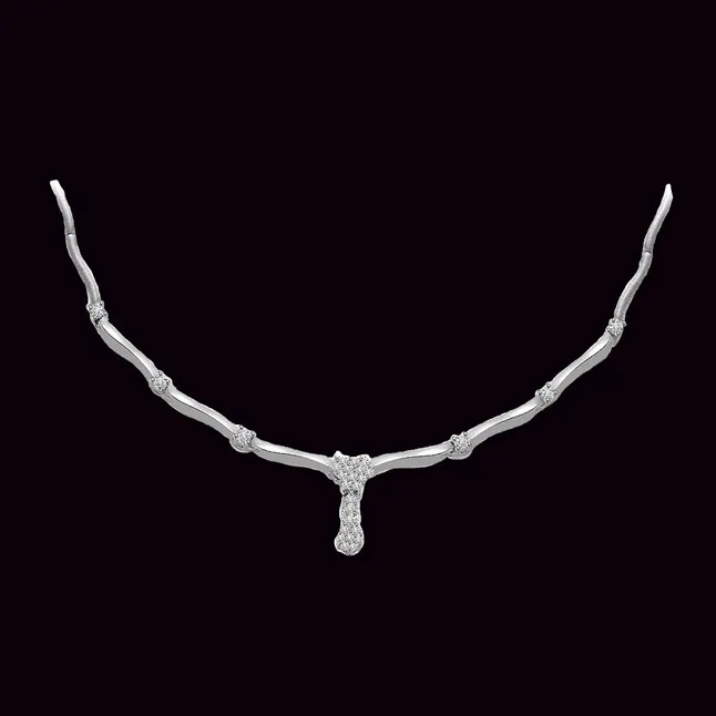 1.40 cts Diamond 14K White Gold Necklace -Diamond Necklace