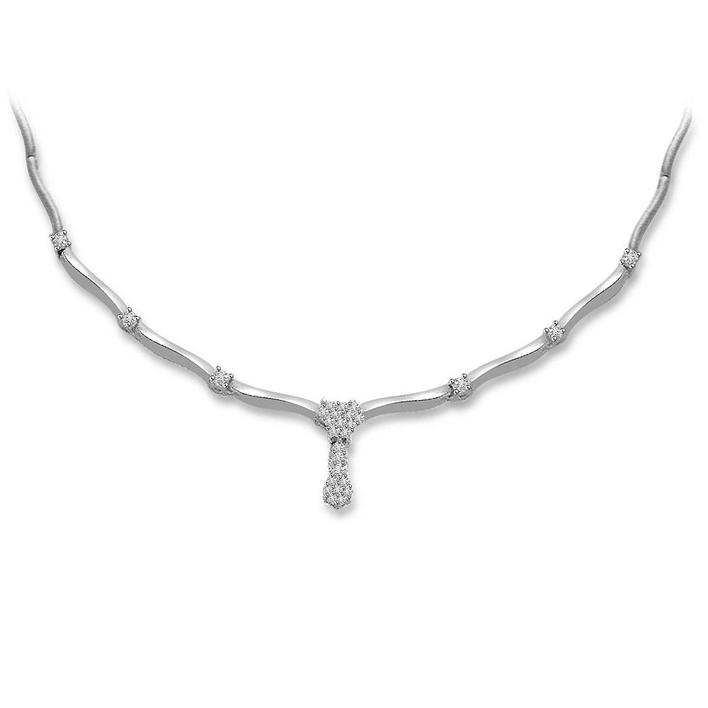1.40 cts Diamond 14K White Gold Necklace -Diamond Necklace