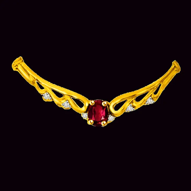 0.06 cts Diamond & Ruby Necklace Pendants Necklaces
