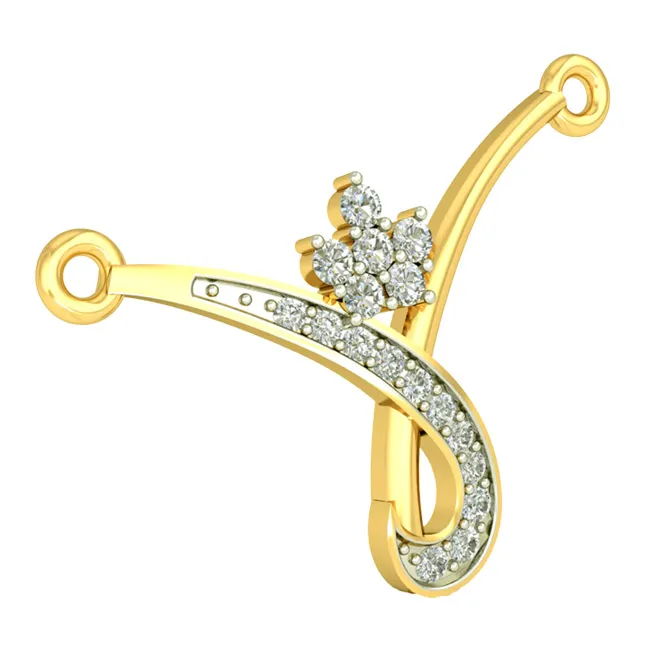 Beautiful Twist Two Tone Diamond Mangalsutra Pendant (DN436)