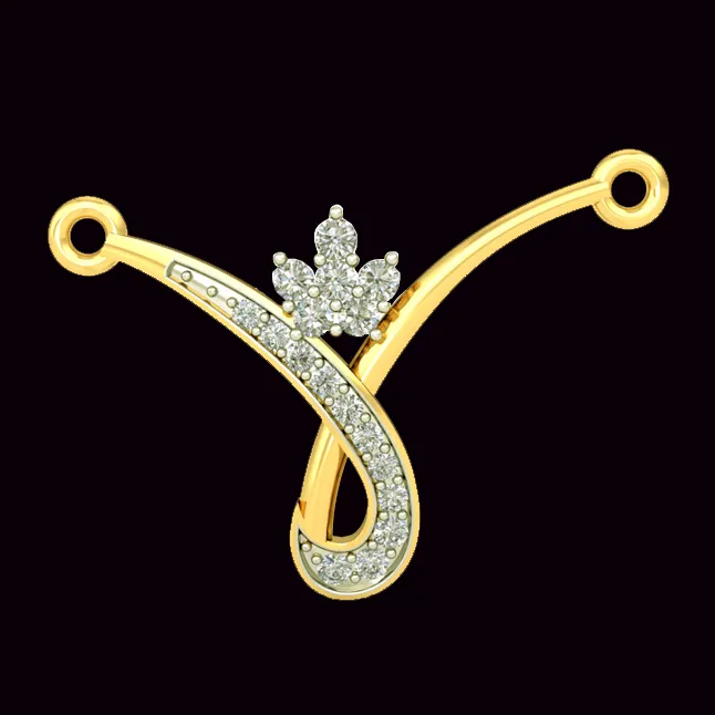 Beautiful Twist Two Tone Diamond Mangalsutra Pendant (DN436)