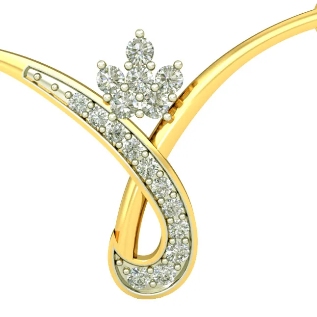 Beautiful Twist Two Tone Diamond Mangalsutra Pendant (DN436)