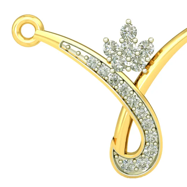 Beautiful Twist Two Tone Diamond Mangalsutra Pendant (DN436)