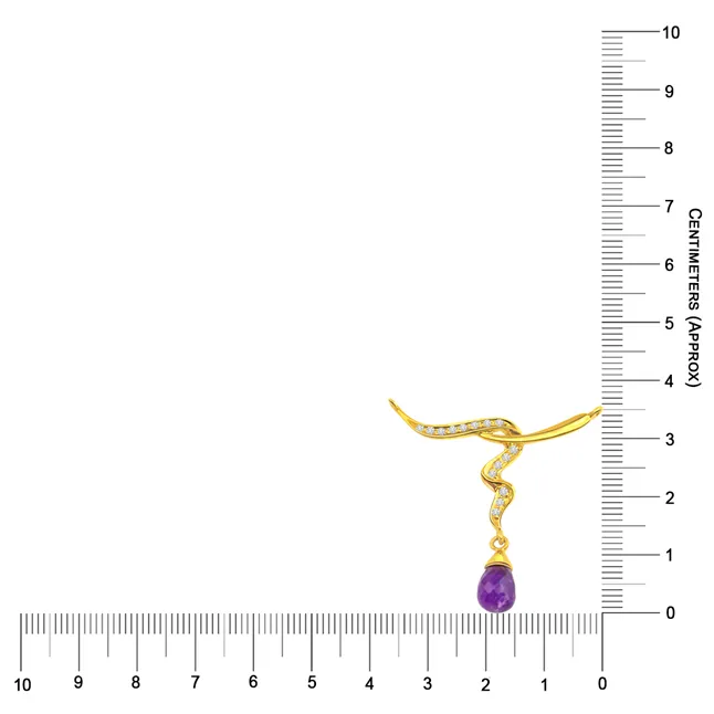 Diamond Necklace Pendant with  Dangling  Drop Amethyst (DN49)