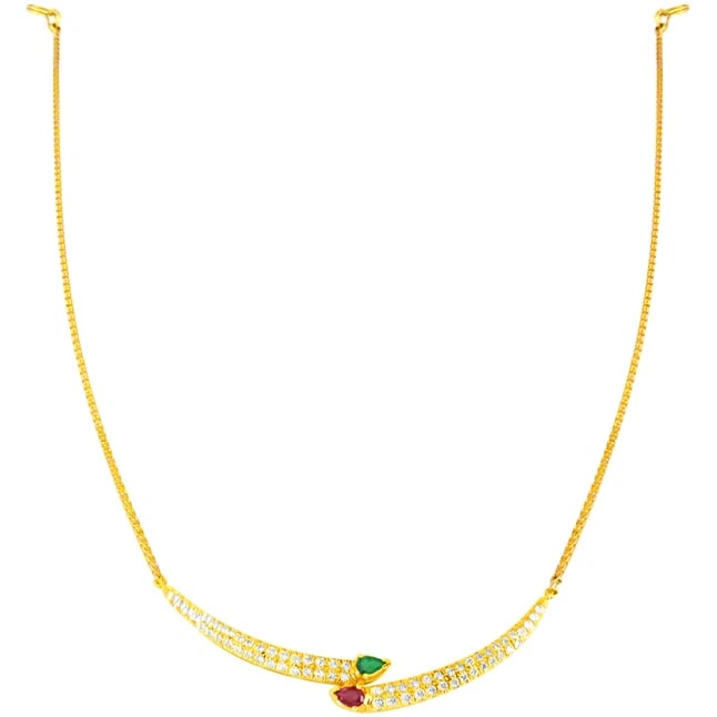 Buds of Love Diamond Necklace with Emerald & Ruby (DS13)