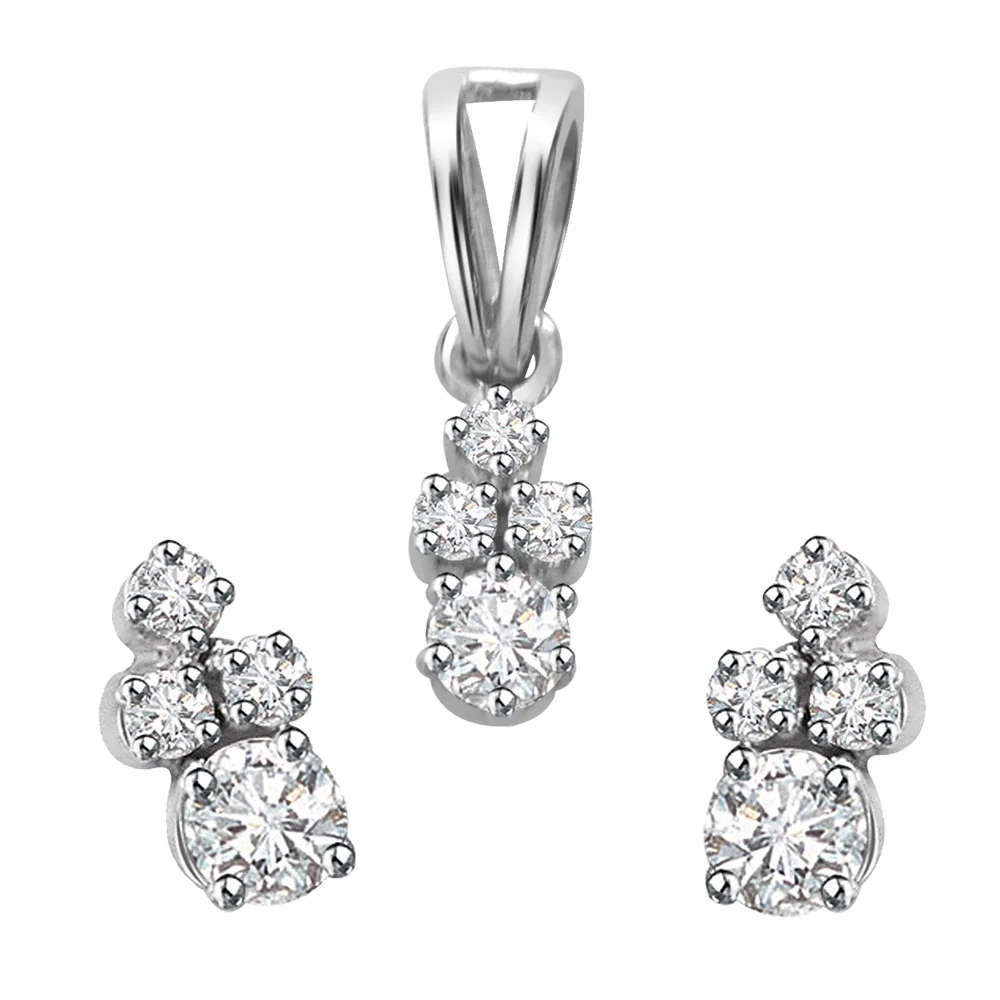 Real Diamond Earrings & Pendant Set (DS18)