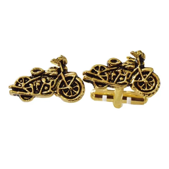 EstiloMan Motorbike Gold Plated Cufflinks for Men (EMCF1)