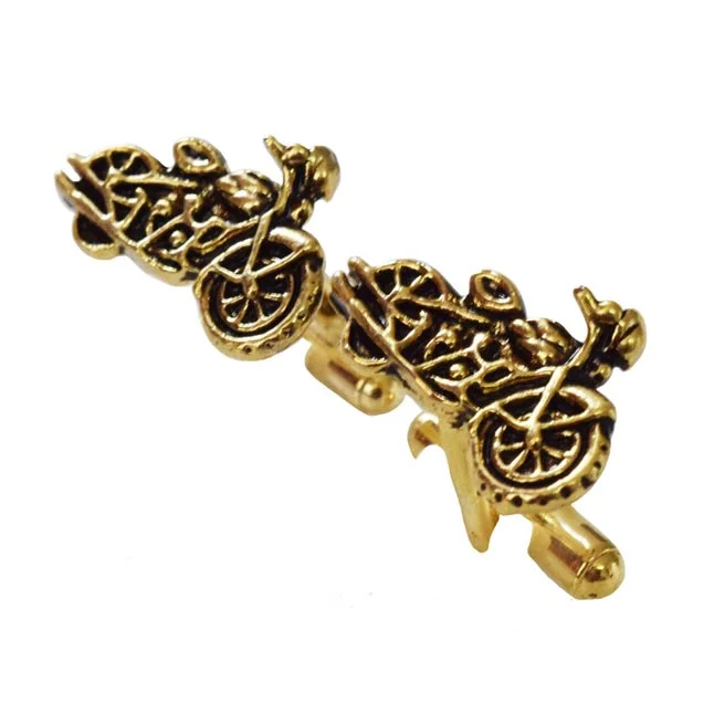 EstiloMan Motorbike Gold Plated Cufflinks for Men (EMCF1)