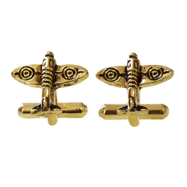 Skybound Sophisticate - Silver-Plated Airplane Cufflinks for the Dashing Gentleman (EMCF4)