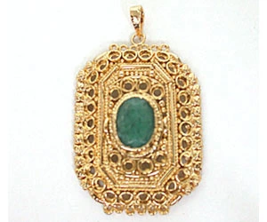 Emerald Set in Rectangular Gold Plated Pendant (EP1)