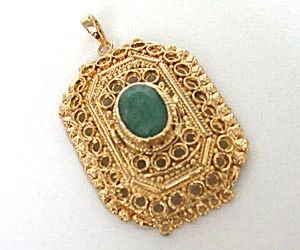 Emerald Set in Rectangular Gold Plated Pendant (EP1)