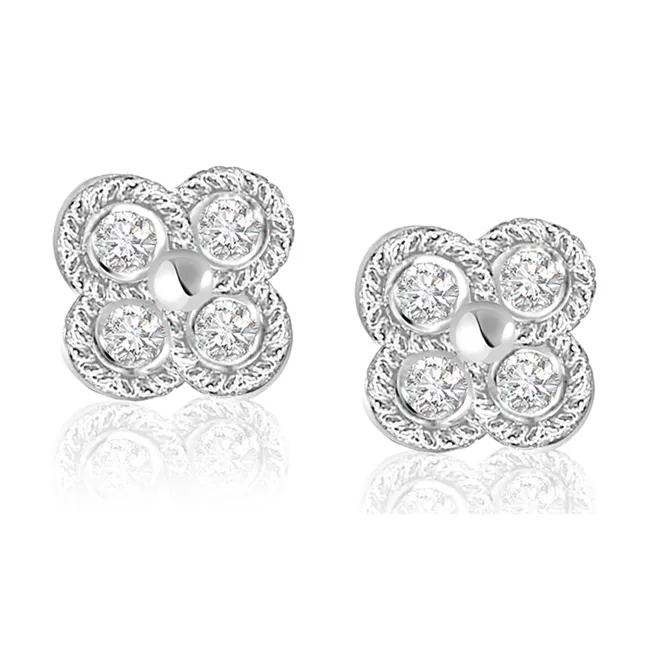 Mood Enhancers - Real Diamond Flower Shape Earrings (ER118)