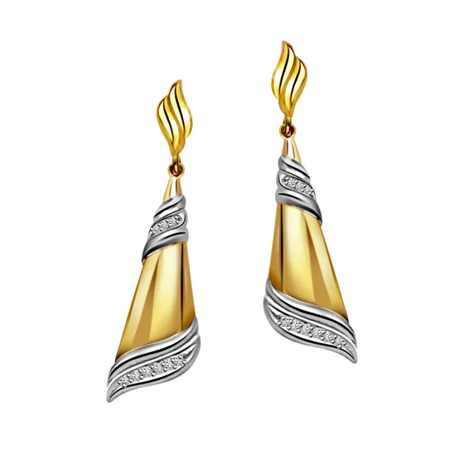 Bling - Real Diamond Two Tone Earrings (ER128)