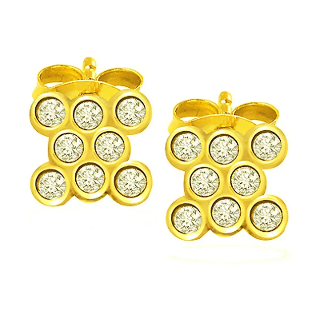 Studded Surprize - Real Diamond Earrings (ER133)