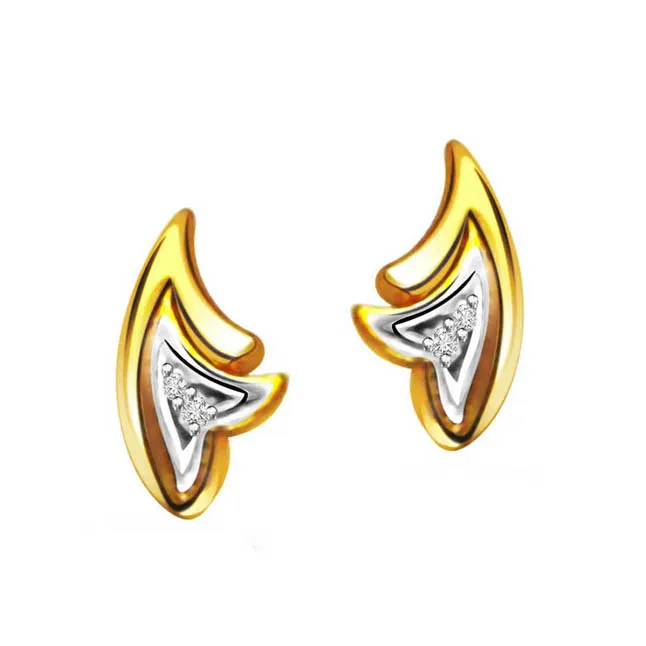 Golden Desire Two Tone Solitaire Diamond Earring (ER151)