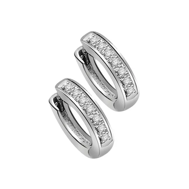 Twist in Style Diamond Hoop Earrings (ER164)