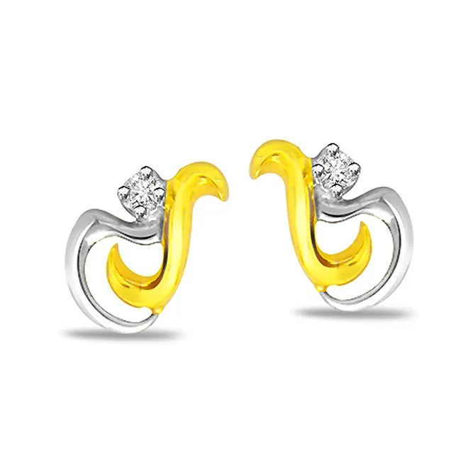 Love Locks Beautiful Diamond Earrings -Two Tone Earrings