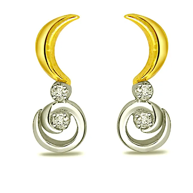 Sparkling - Real Diamond Two Tone Diamond Earring (ER182)