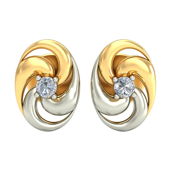 Blossom - Real Diamond Two Tone Solitaire Earring (ER183)