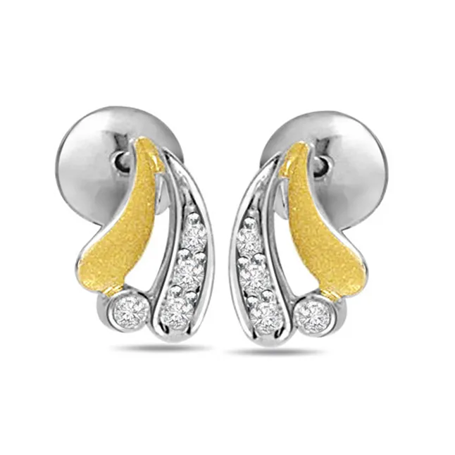 Princess Royale Two Tone Diamond Earrings -Two Tone Earrings
