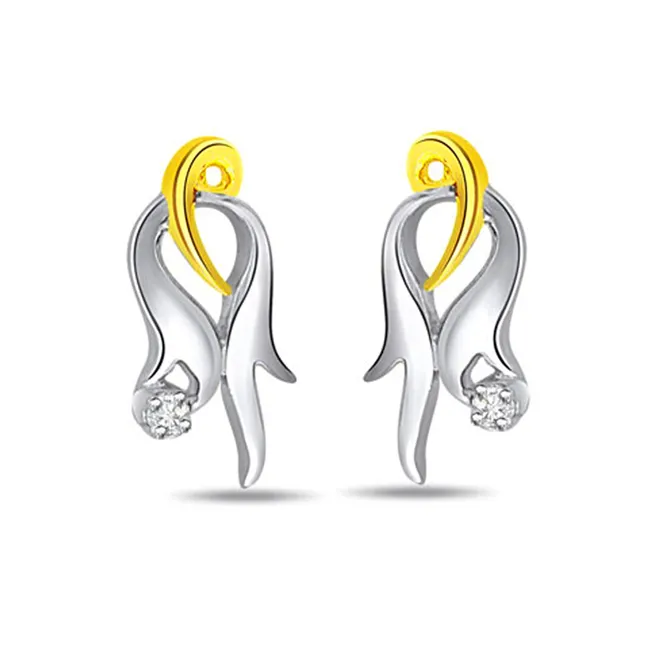 Mysterious Girl Two Tone Real Diamond Earrings (ER193)