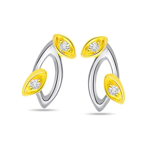 Sparkling Diamonds Two Tone Earrings (ER197)