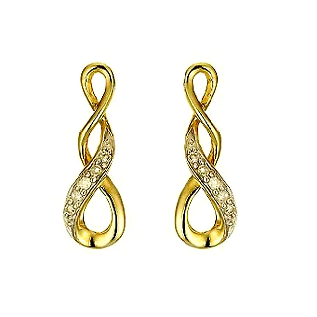 Golden Twirl 0.15cts Diamond Hangings Earring (ER200)