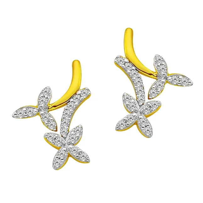 Hanging Flower Trendy 0.20ct Diamond Earrings -Designer Earrings