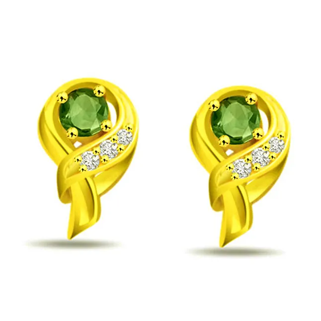 Green Dazzler's Diamond & Emerald Earring (ER219)