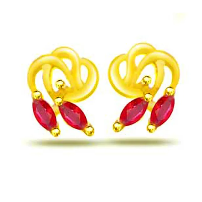Stay Twirl 0.20cts Marquise Shape Ruby Earrings (ER228)