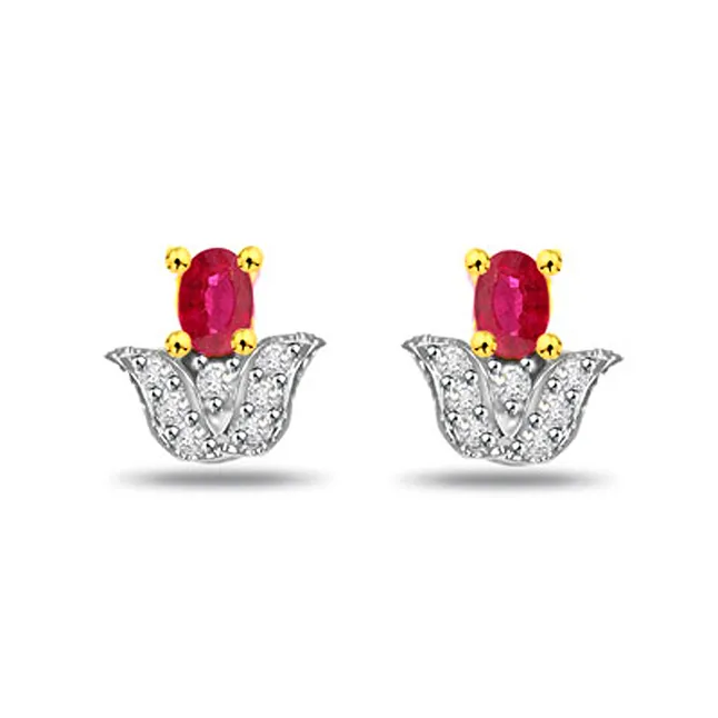 Blooming Buds Ruby & Diamond Earrings (ER230)