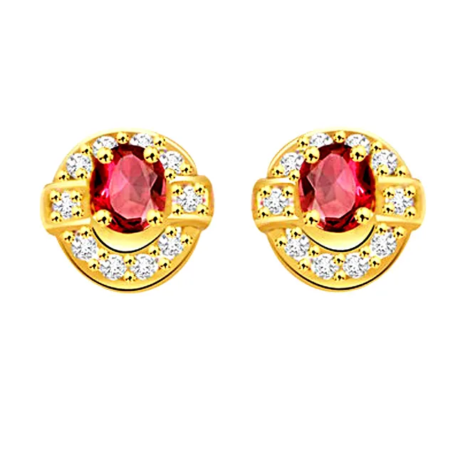 Twins Stars 0.20cts Fine Diamond & Ruby Earring (ER231)