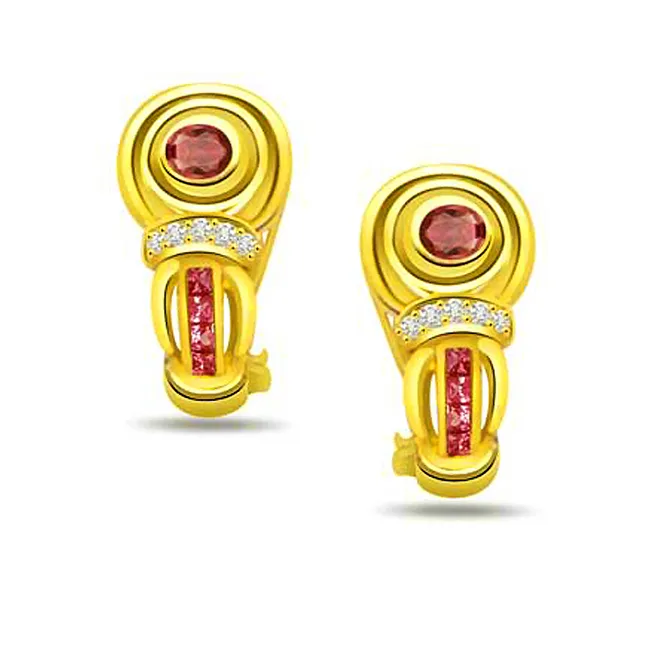 Spring Burns 0.07cts Diamond Ruby Earring (ER232)