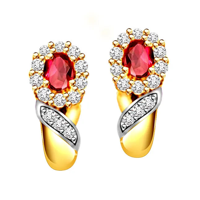 Magic Flower 0.30cts Diamond Ruby Earring (ER233)