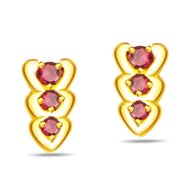 Soul of Love 0.20 cts Hear Shape Ruby Earrings (ER235)