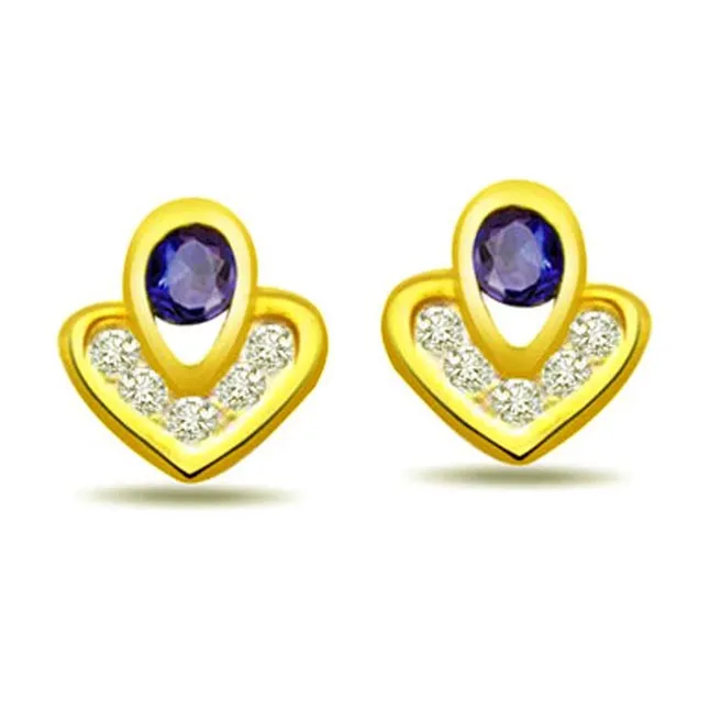 Cross My Heart 0.12 ct Diamond & Sapphire Earrings -Dia & Gemstone