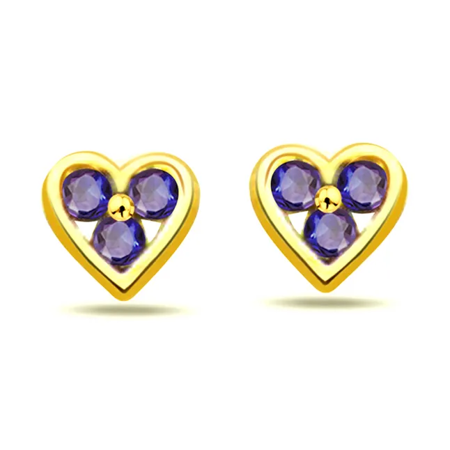 Charming Heart 0.18ct Heart Shape Sapphire Earrings -Dia & Gemstone