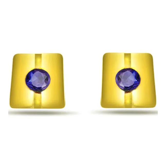 Square Shape Sapphire Earrings (ER250)