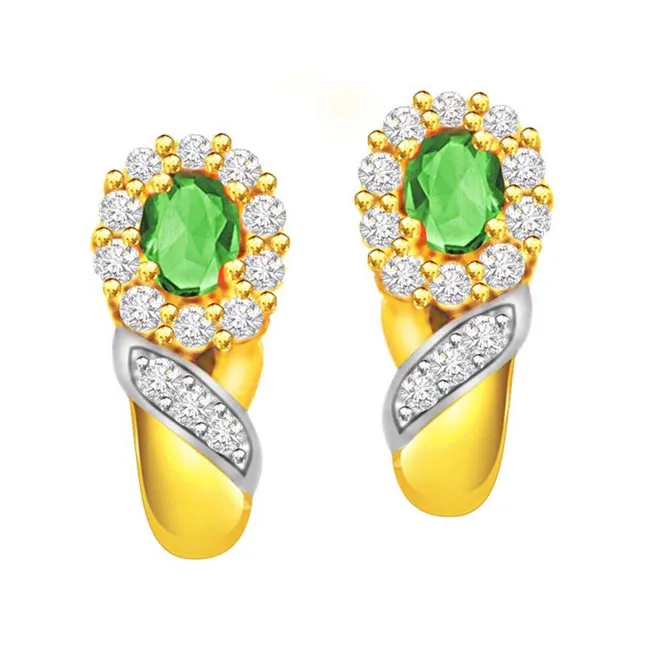 Emerald Elegance Diamond & Emerald Earrings ER261 -Dia & Gemstone