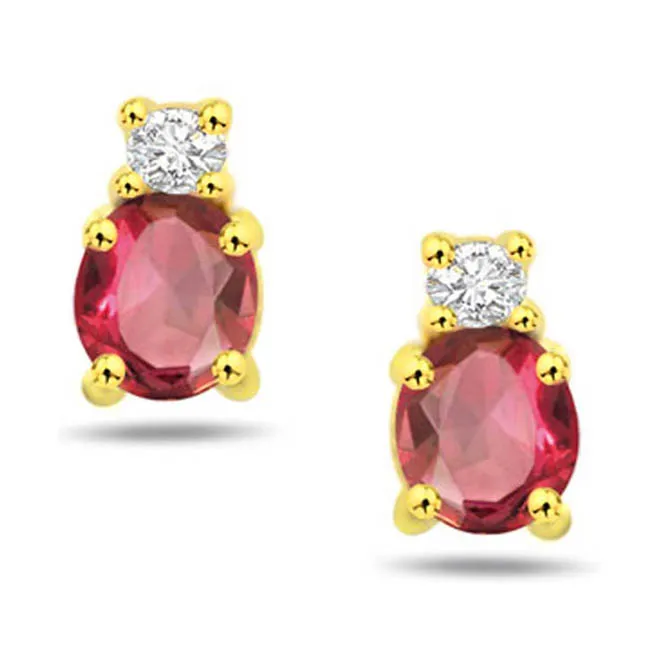 2.35cts Diamond & Ruby Solitaire Earrings (ER270-0.35)