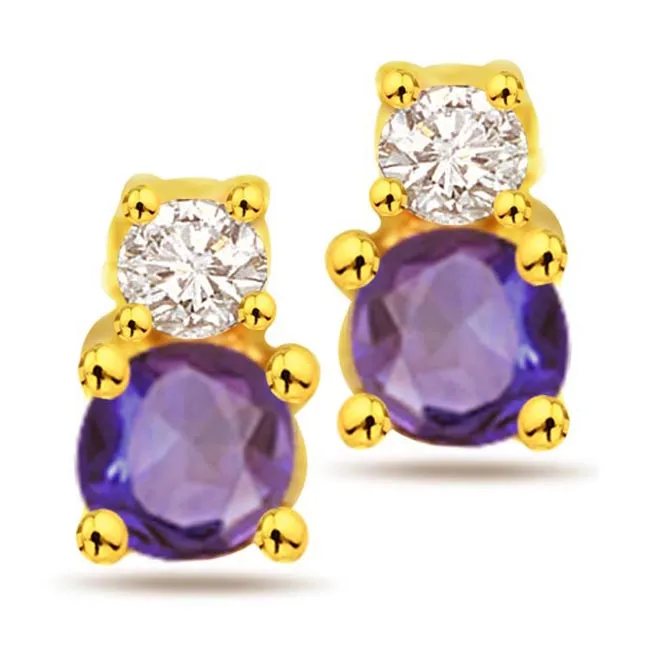 Gems of Love 0.10 cts Diamond & Sapphire Gold Earrings (ER271)