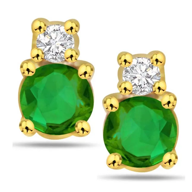 Green Desire 0.10 cts Diamond Emerald Earrings (ER272)